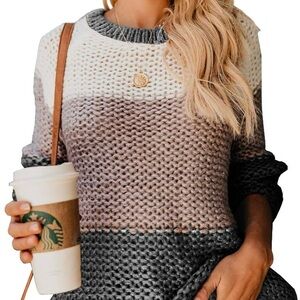 Amazon Women’s Color Block Chunky Cable Knit Sweater